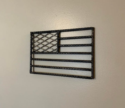Rustic Rebar American Flag – Handcrafted Steel Wall Art