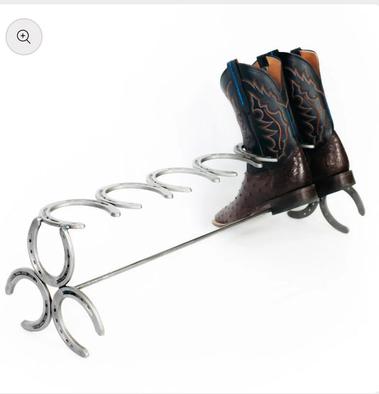 Heavy Duty Horseshoe Boot Rack – Rustic Western Storage