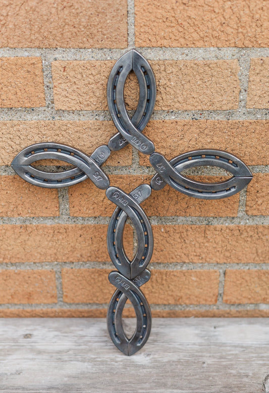 Welded Horseshoe Wall Cross – Western Rustic Metal Art